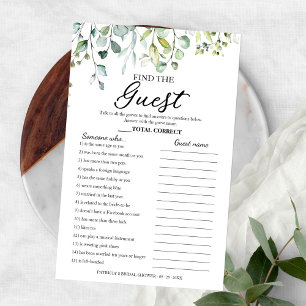 Greenery Bridal Shower Find The Guest Game Flyer