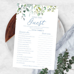 Greenery Bridal Shower Find The Guest Game Flyer