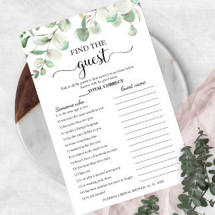 Greenery Bridal Shower Find The Guest Game Flyer