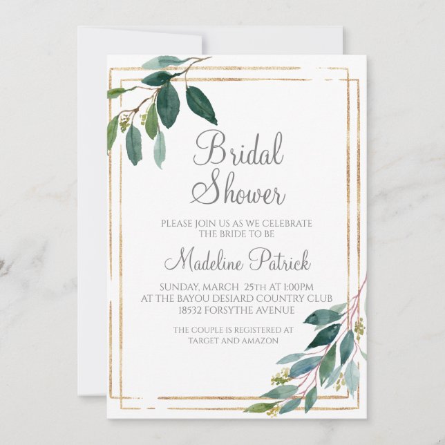 Greenery Bridal Shower Invitation (Front)