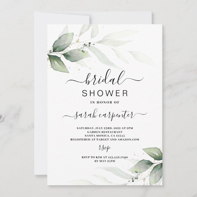 Greenery Bridal Shower invitation (Front)