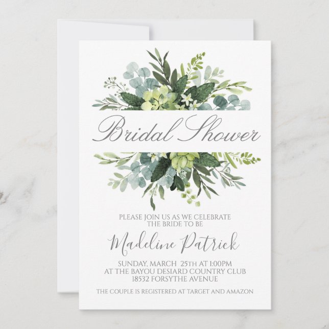 Greenery Bridal Shower Invitation (Front)