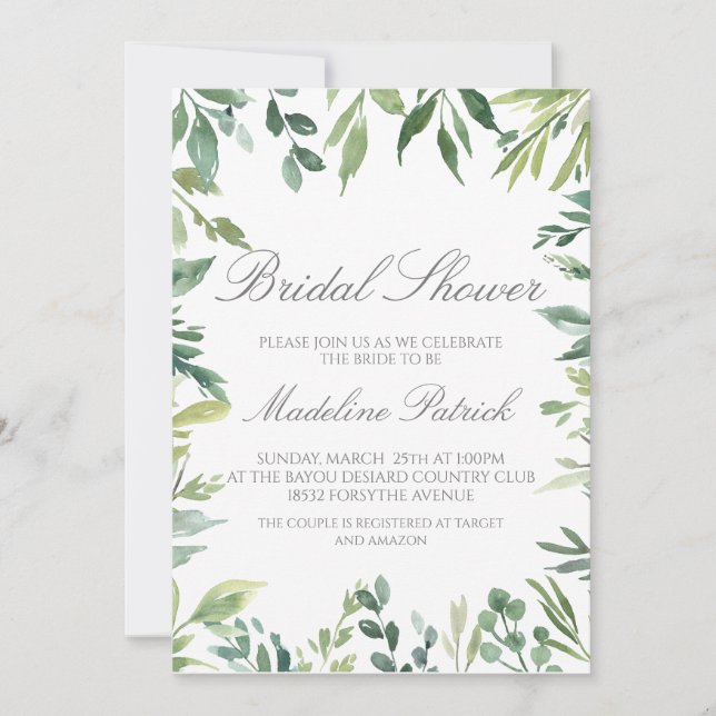 Greenery Bridal Shower Invitation (Front)