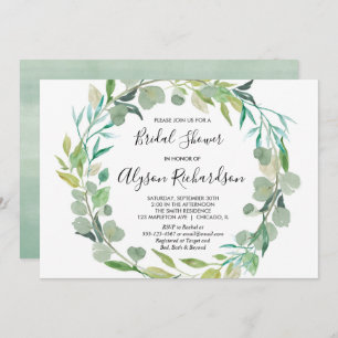 Greenery bridal shower invitation green watercolor