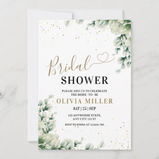 Greenery Bridal Shower Invite, Elegant Eucalyptus  Invitation