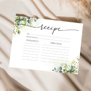 Greenery Bridal Shower Large Recipe Card
