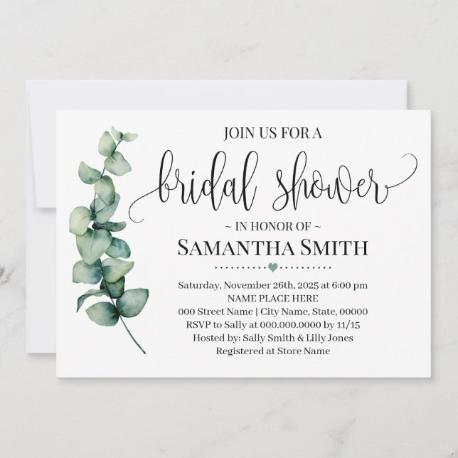 Greenery Bridal Shower Minimalist modern Wedding Invitation (Front)