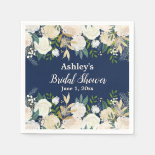 Greenery Bridal Shower Navy Blue Engagement Party Napkin