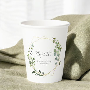Greenery Bridal Shower Paper Cups