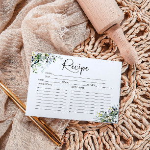 Greenery Bridal Shower Recipe Card