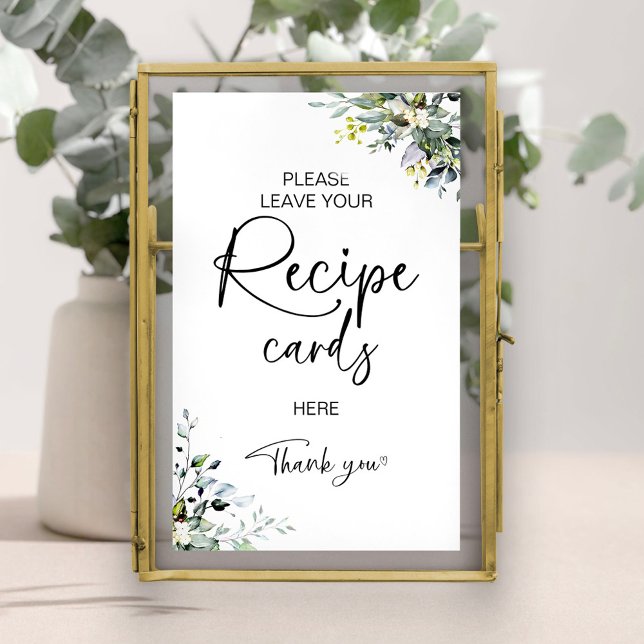 Greenery Bridal Shower Recipe Card Sign (Creator Uploaded)