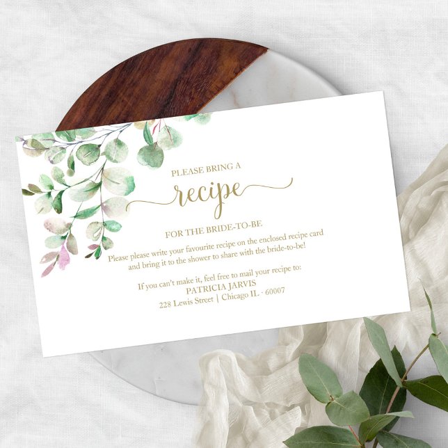 Greenery Bridal Shower Recipe Request  Enclosure C (Creator Uploaded)