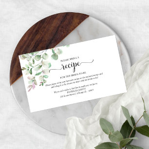 Greenery Bridal Shower Recipe Request Enclosure Card