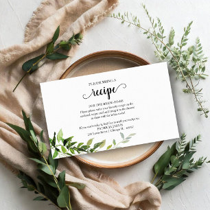Greenery Bridal Shower Recipe Request  Enclosure Card
