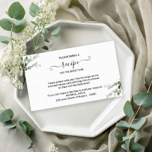 Greenery Bridal Shower Recipe Request  Enclosure Card