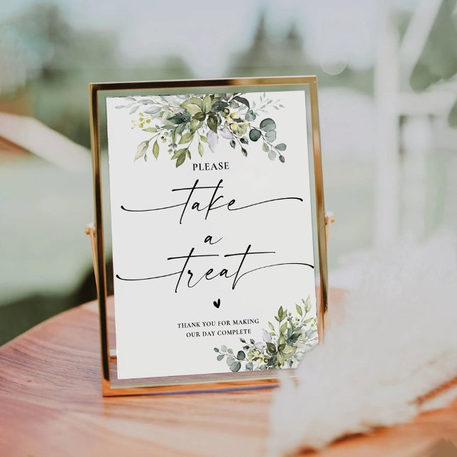 Greenery Bridal Shower Take A Treat Sign (Creator Uploaded)