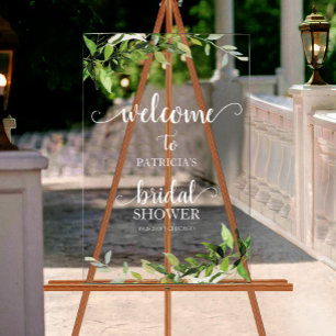 Greenery Bridal Shower Welcome Acrylic Sign