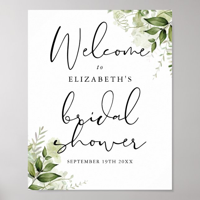 Greenery Bridal Shower Welcome Sign (Front)