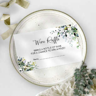 Greenery Bridal Shower Wine Raffle Game Enclosure Card