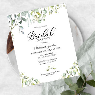 Greenery Bridal Tea Party Budget Invitations