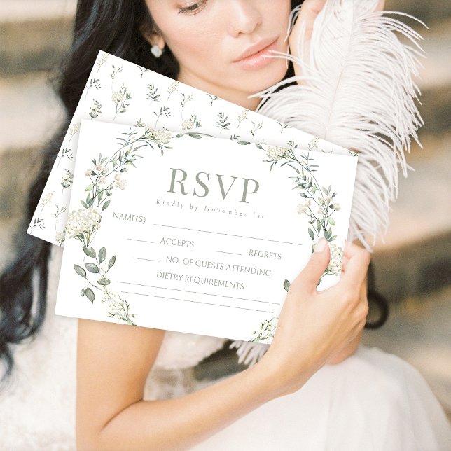 Greenery bride groom monogram wedding RSVP cards (Creator Uploaded)