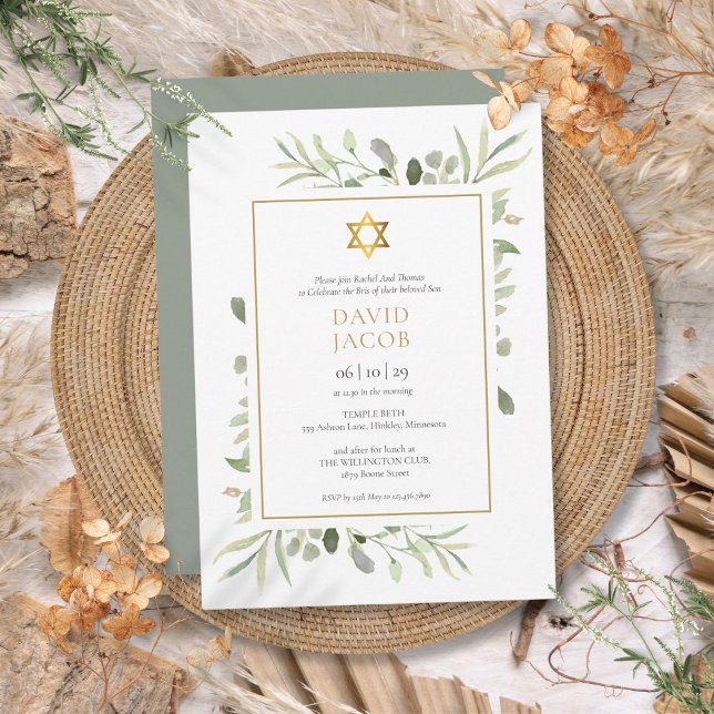 Greenery Brit Milah Jewish Baby Naming Invitation (Greenery Brit Milah Jewish Baby Naming Invitation)