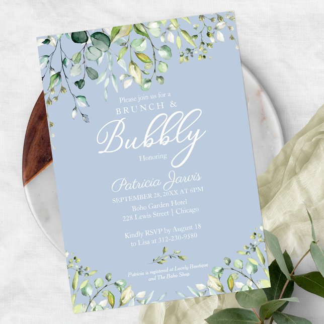 Greenery Brunch And Bubbly Bridal Shower Invitatio Invitation (Creator Uploaded)