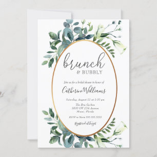 Greenery Brunch and Bubbly Bridal Shower Invitation