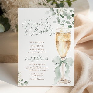 Greenery Brunch and Bubbly Bridal Shower Invitation