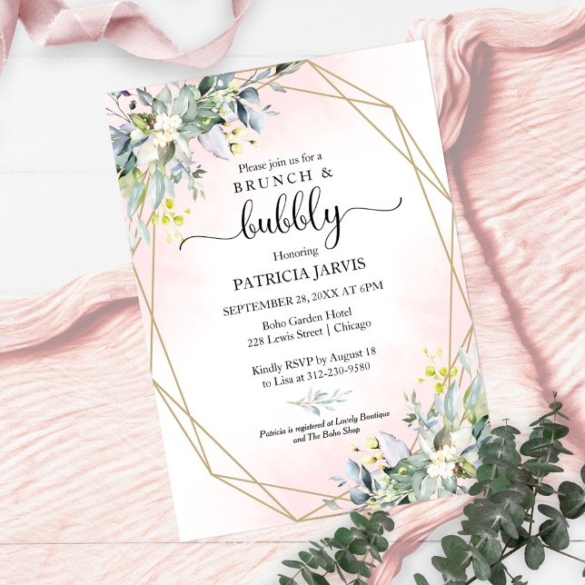 Greenery Brunch And Bubbly Bridal Shower Invitation (Creator Uploaded)
