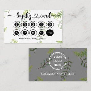 Greenery Business Logo Store Salon Coffee Shop  Loyalty Card
