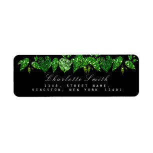 Greenery Cali Black Glitter Woodland Ivy Leaf RSVP