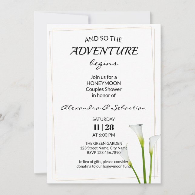Greenery Calla Lily Honeymoon Shower Invitation (Front)