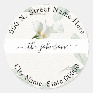 Greenery Calla Lily Return Address Classic Sticker