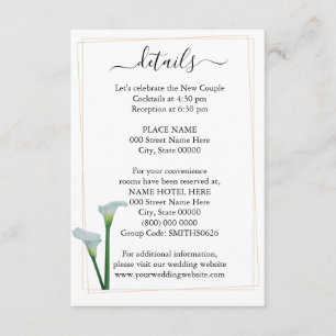 Greenery Calla Lily Wedding Details Card