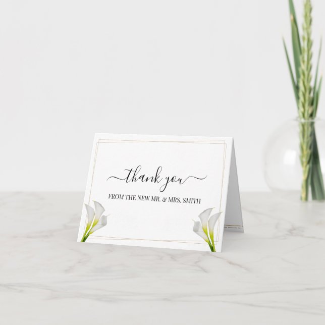Greenery Calla Lily Wedding Thank You Card (Front)