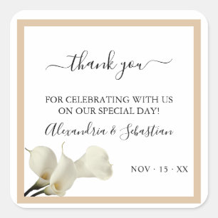 Greenery Calla Lily Wedding Thank You  Square Sticker