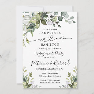 Greenery Calligraphy Engagement Party Invitation