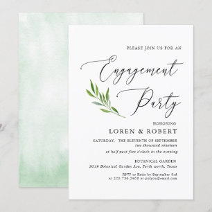 Greenery Calligraphy Rustic Engagement Party Invitation