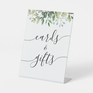 Greenery Calligraphy Wedding Cards and Gifts Pedestal Sign