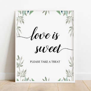 Greenery Calligraphy Wedding Love is Sweet Sign