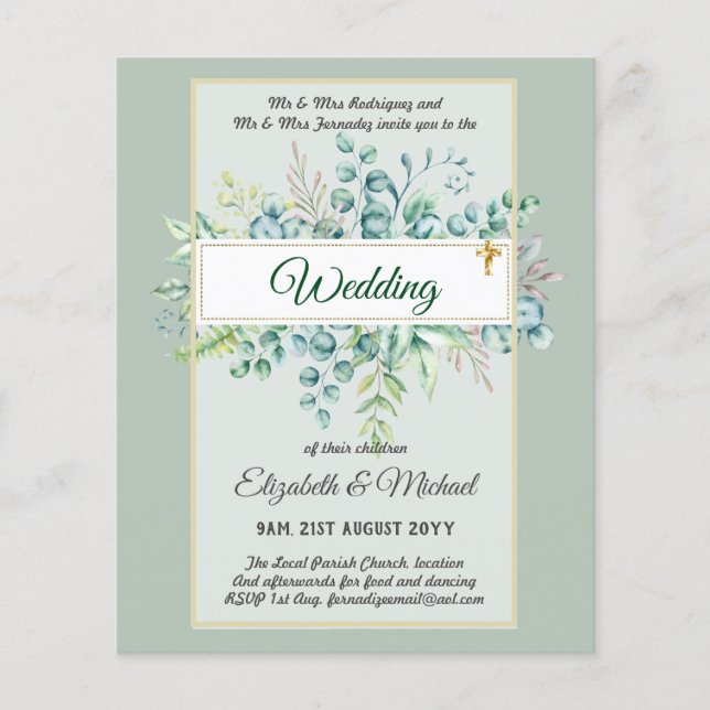 Greenery CATHOLIC Wedding Christian Budget Modern Flyer (Front)
