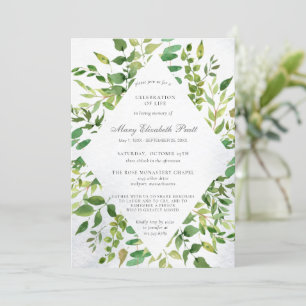 Greenery Celebration of Life Funeral Invitation