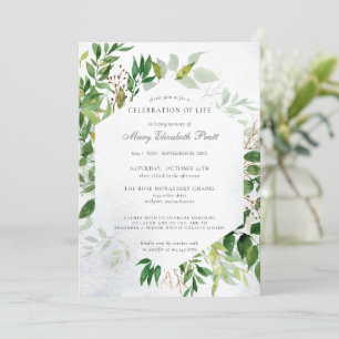 Greenery Celebration of Life Funeral Invitation