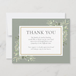Greenery Celebration Of Life Funeral Photo Thank You Card