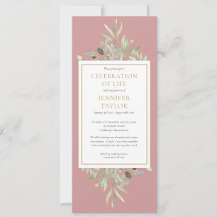 Greenery Celebration of Life Funeral Service  Invi Invitation