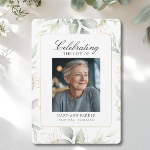 Greenery "Celebration of Life" Photo Funeral Invitation