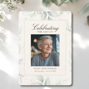 Greenery "Celebration of Life" Photo Funeral Invitation