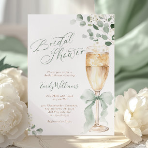 Greenery Champagne Bridal Shower Invitation