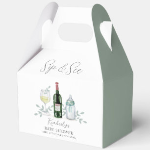 Greenery Champagne Sip & See Baby Shower Favour Box